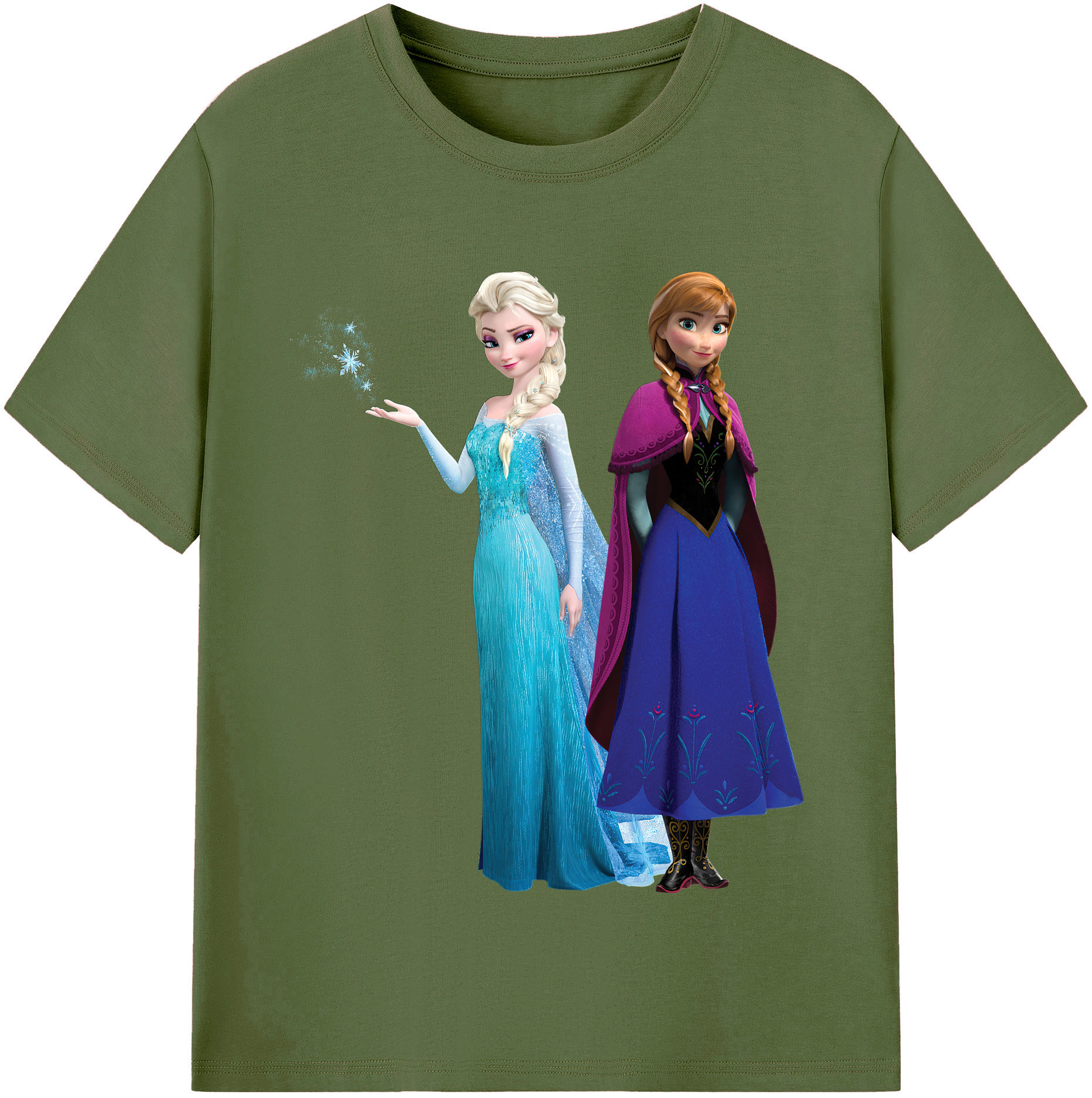 （画像用） アナと雪の女王 アンナ エルサ Frozen Anna Elsa 綿100％半袖Tシャツ（フロントプリント）